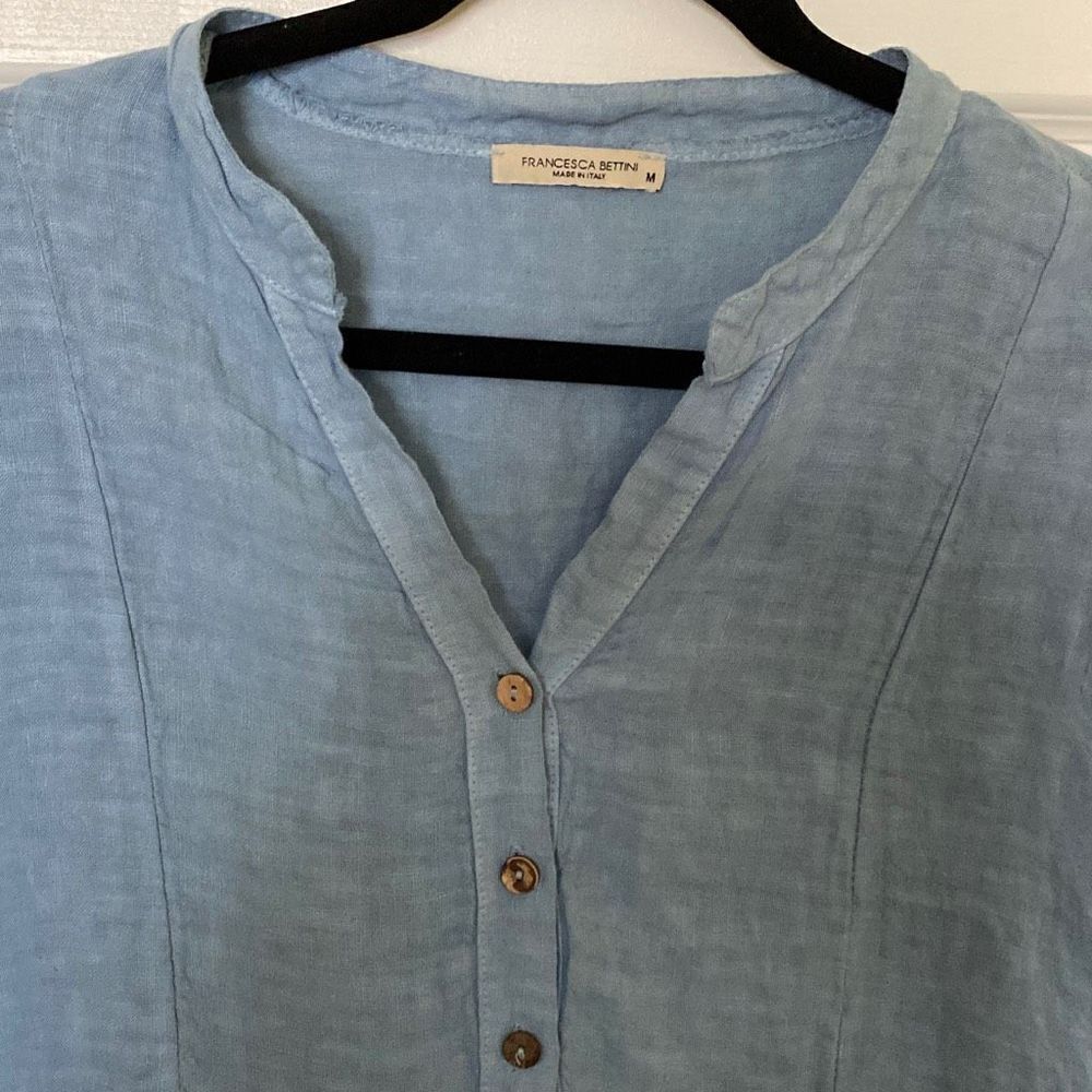 Women’s Francesca Bettini, Made in Italy, Blue Linen Dress, Size Medium - Picture 3 of 8